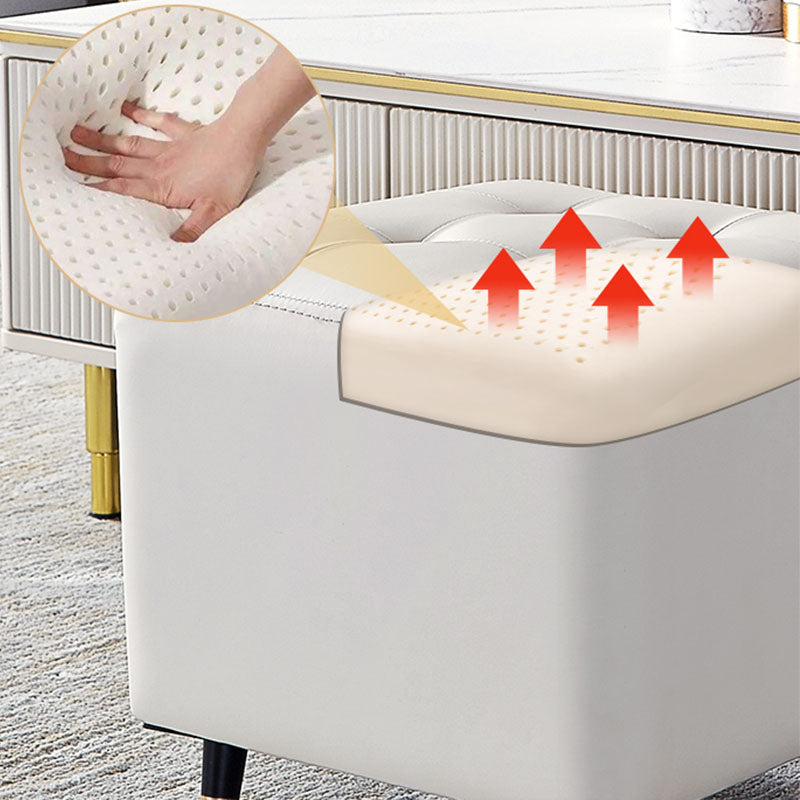 Glam Pouf Ottoman Genuine Leather Upholstered Tufted Square Ottoman with Metal Legs Clearhalo 'furn' 'furn_ottomans_poufs' 'Furniture' 'Living Room Furniture' 'Ottomans & Poufs' 'ottomans_poufs' 7384007