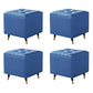 Glam Pouf Ottoman Genuine Leather Upholstered Tufted Square Ottoman with Metal Legs Blue 4 Piece Set Clearhalo 'furn' 'furn_ottomans_poufs' 'Furniture' 'Living Room Furniture' 'Ottomans & Poufs' 'ottomans_poufs' 7384008