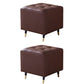Glam Pouf Ottoman Genuine Leather Upholstered Tufted Square Ottoman with Metal Legs Coffee 2 Piece Set Clearhalo 'furn' 'furn_ottomans_poufs' 'Furniture' 'Living Room Furniture' 'Ottomans & Poufs' 'ottomans_poufs' 7384009