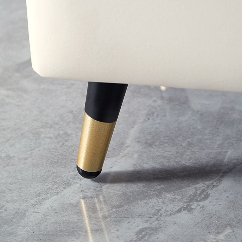 Glam Pouf Ottoman Genuine Leather Upholstered Tufted Square Ottoman with Metal Legs Clearhalo 'furn' 'furn_ottomans_poufs' 'Furniture' 'Living Room Furniture' 'Ottomans & Poufs' 'ottomans_poufs' 7384010