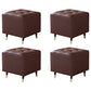 Glam Pouf Ottoman Genuine Leather Upholstered Tufted Square Ottoman with Metal Legs Coffee 4 Piece Set Clearhalo 'furn' 'furn_ottomans_poufs' 'Furniture' 'Living Room Furniture' 'Ottomans & Poufs' 'ottomans_poufs' 7384011
