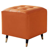 Glam Pouf Ottoman Genuine Leather Upholstered Tufted Square Ottoman with Metal Legs Clearhalo 'furn' 'furn_ottomans_poufs' 'Furniture' 'Living Room Furniture' 'Ottomans & Poufs' 'ottomans_poufs' 7384012