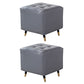 Glam Pouf Ottoman Genuine Leather Upholstered Tufted Square Ottoman with Metal Legs Light Gray 2 Piece Set Clearhalo 'furn' 'furn_ottomans_poufs' 'Furniture' 'Living Room Furniture' 'Ottomans & Poufs' 'ottomans_poufs' 7384013