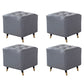 Glam Pouf Ottoman Genuine Leather Upholstered Tufted Square Ottoman with Metal Legs Light Gray 4 Piece Set Clearhalo 'furn' 'furn_ottomans_poufs' 'Furniture' 'Living Room Furniture' 'Ottomans & Poufs' 'ottomans_poufs' 7384014