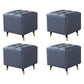 Glam Pouf Ottoman Genuine Leather Upholstered Tufted Square Ottoman with Metal Legs Dark Gray 4 Piece Set Clearhalo 'furn' 'furn_ottomans_poufs' 'Furniture' 'Living Room Furniture' 'Ottomans & Poufs' 'ottomans_poufs' 7384016