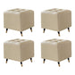 Glam Pouf Ottoman Genuine Leather Upholstered Tufted Square Ottoman with Metal Legs Off-White 4 Piece Set Clearhalo 'furn' 'furn_ottomans_poufs' 'Furniture' 'Living Room Furniture' 'Ottomans & Poufs' 'ottomans_poufs' 7384018