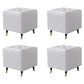 Glam Pouf Ottoman Genuine Leather Upholstered Tufted Square Ottoman with Metal Legs Beige 4 Piece Set Clearhalo 'furn' 'furn_ottomans_poufs' 'Furniture' 'Living Room Furniture' 'Ottomans & Poufs' 'ottomans_poufs' 7384020