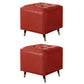 Glam Pouf Ottoman Genuine Leather Upholstered Tufted Square Ottoman with Metal Legs Red 2 Piece Set Clearhalo 'furn' 'furn_ottomans_poufs' 'Furniture' 'Living Room Furniture' 'Ottomans & Poufs' 'ottomans_poufs' 7384021