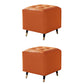Glam Pouf Ottoman Genuine Leather Upholstered Tufted Square Ottoman with Metal Legs Orange 2 Piece Set Clearhalo 'furn' 'furn_ottomans_poufs' 'Furniture' 'Living Room Furniture' 'Ottomans & Poufs' 'ottomans_poufs' 7384025