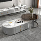 Oval Tropical Coffee Table Slate Storage 2 Nesting Coffee Table Set Black White Gray Clearhalo 'Coffee & Accent Tables' 'Coffee Tables' 'coffee_tables' 'furn' 'furn_coffee_tables' 'Furniture' 'Living Room Furniture' 7384102