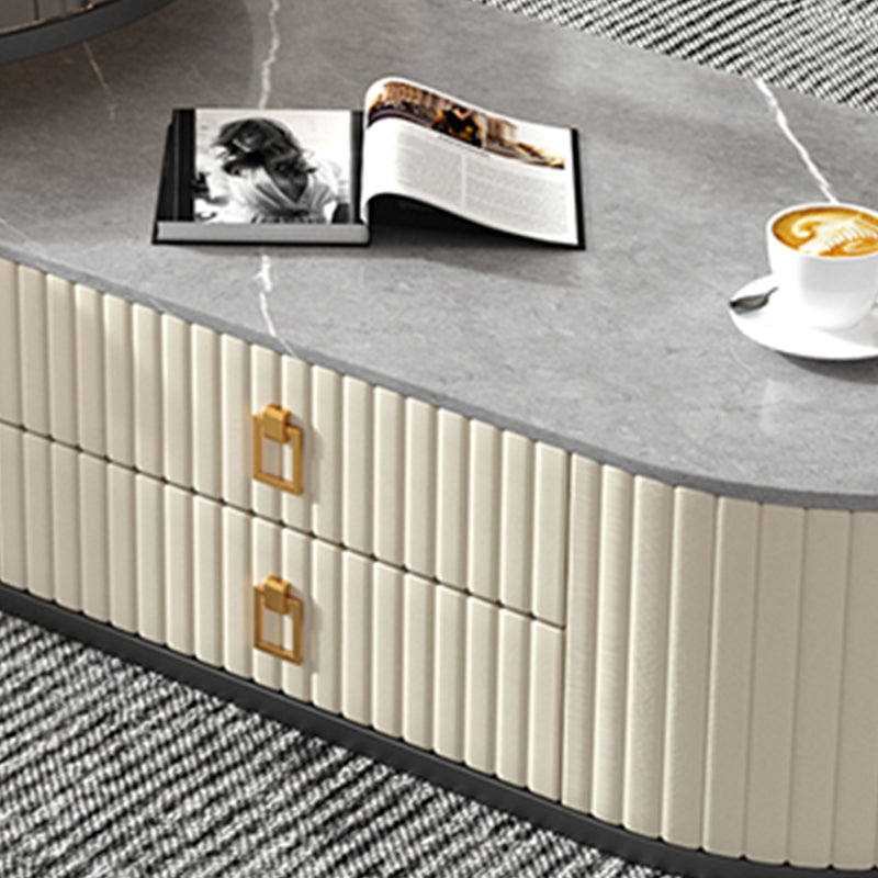 Oval Tropical Coffee Table Slate Storage 2 Nesting Coffee Table Set Clearhalo 'Coffee & Accent Tables' 'Coffee Tables' 'coffee_tables' 'furn' 'furn_coffee_tables' 'Furniture' 'Living Room Furniture' 7384104