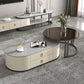 Oval Tropical Coffee Table Slate Storage 2 Nesting Coffee Table Set Black Gray-White Black Clearhalo 'Coffee & Accent Tables' 'Coffee Tables' 'coffee_tables' 'furn' 'furn_coffee_tables' 'Furniture' 'Living Room Furniture' 7384112