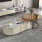 Oval Tropical Coffee Table Slate Storage 2 Nesting Coffee Table Set Grey-Gold Black Clearhalo 'Coffee & Accent Tables' 'Coffee Tables' 'coffee_tables' 'furn' 'furn_coffee_tables' 'Furniture' 'Living Room Furniture' 7384113