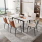 White Stone Dinette Set with Black Legs 1/2/5/7 Pieces Modern Dining Table Set