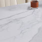 White Stone Dinette Set with Black Legs 1/2/5/7 Pieces Modern Dining Table Set