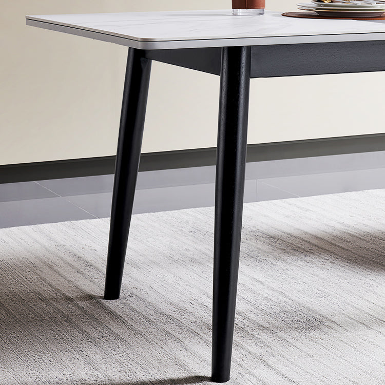 White Stone Dinette Set with Black Legs 1/2/5/7 Pieces Modern Dining Table Set