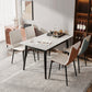 White Stone Dinette Set with Black Legs 1/2/5/7 Pieces Modern Dining Table Set