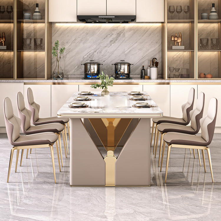 Set di tavoli da pranzo bianca ad alta lucido 1/4/5/7 pezzi Dinette in pietra per la cucina