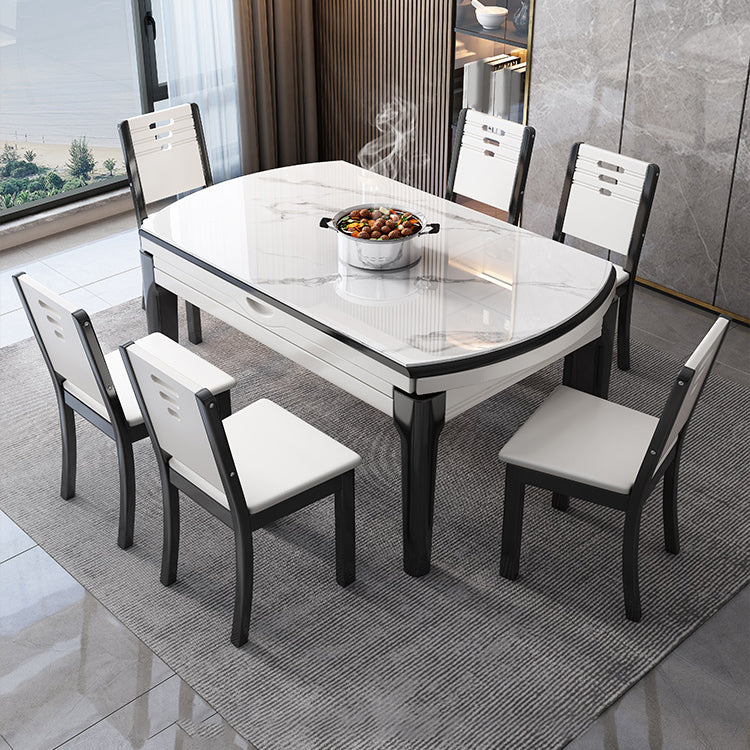 Ensemble de Table à manger pliable avec plateau en pierre, pour la maison, ensemble de Dinette moderne, 1/7 pièces