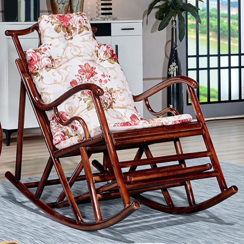 Mid Century Modern Indoor Rocking Chair Wooden Rattan Rocking Chair Upholstered Walnut Clearhalo 'Chairs & Seating' 'furn' 'furn_rocking_chairs' 'Furniture' 'Living Room Furniture' 'Rocking Chairs' 'rocking_chairs' 7385195