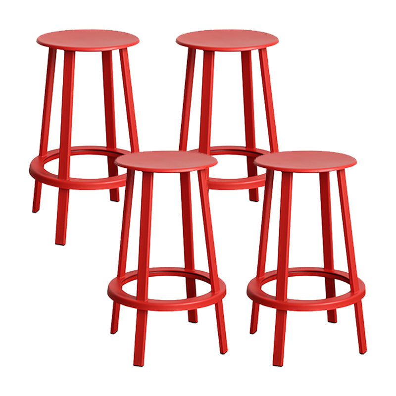 Contemporary Metal Legs Bar Stools Indoor Backless Bar Stool Red 4 Piece Set Counter Stool(26"H) Clearhalo 'Bar Furniture' 'Bar Stools' 'bar_stools' 'furn' 'furn_bar_stools' 'Furniture' 'Kitchen & Dining Furniture' 7385397