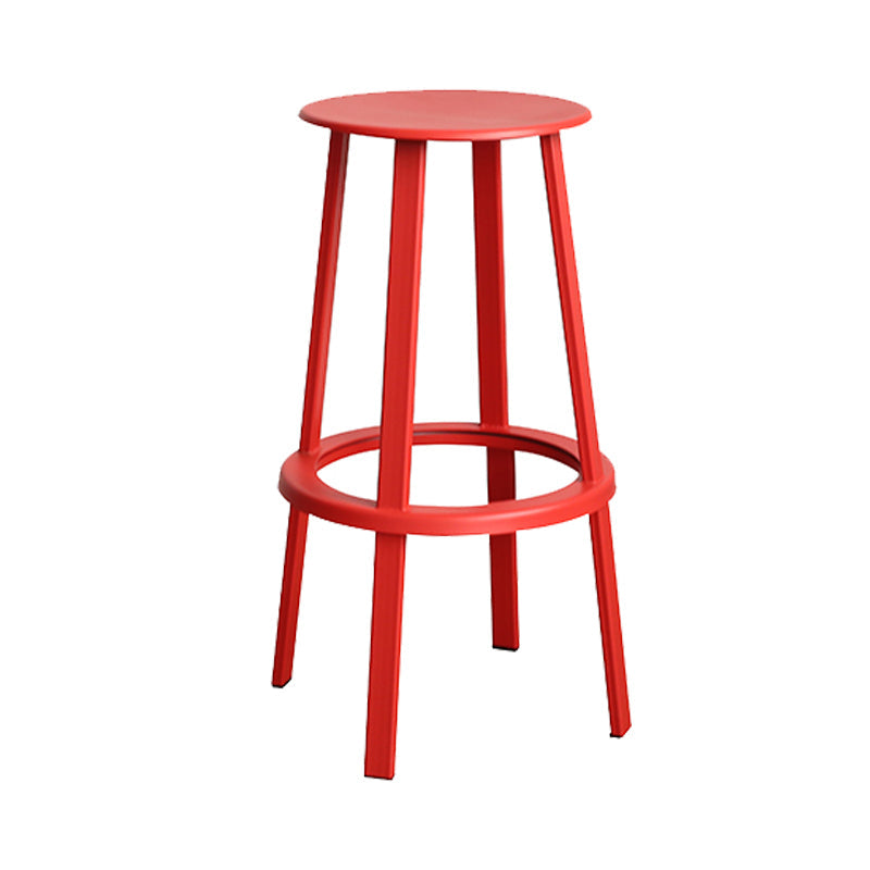 Contemporary Metal Legs Bar Stools Indoor Backless Bar Stool Red 1 Piece Bar Stool(30"H) Clearhalo 'Bar Furniture' 'Bar Stools' 'bar_stools' 'furn' 'furn_bar_stools' 'Furniture' 'Kitchen & Dining Furniture' 7385403