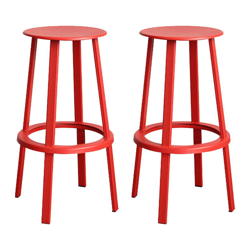 Contemporary Metal Legs Bar Stools Indoor Backless Bar Stool Red 2 Piece Set Bar Stool(30"H) Clearhalo 'Bar Furniture' 'Bar Stools' 'bar_stools' 'furn' 'furn_bar_stools' 'Furniture' 'Kitchen & Dining Furniture' 7385405