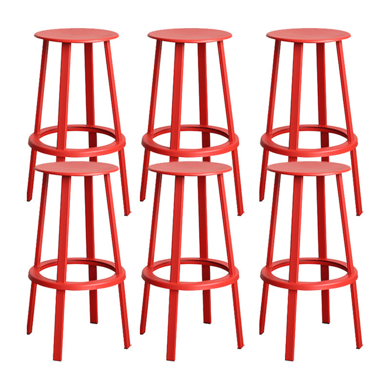 Contemporary Metal Legs Bar Stools Indoor Backless Bar Stool Red 6 Piece Set Bar Stool(30"H) Clearhalo 'Bar Furniture' 'Bar Stools' 'bar_stools' 'furn' 'furn_bar_stools' 'Furniture' 'Kitchen & Dining Furniture' 7385409