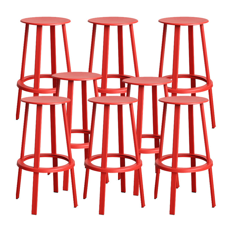 Contemporary Metal Legs Bar Stools Indoor Backless Bar Stool Red 8 Piece Set Bar Stool(30"H) Clearhalo 'Bar Furniture' 'Bar Stools' 'bar_stools' 'furn' 'furn_bar_stools' 'Furniture' 'Kitchen & Dining Furniture' 7385411