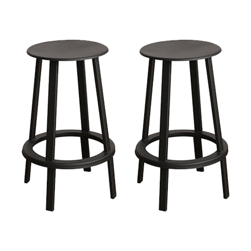 Contemporary Metal Legs Bar Stools Indoor Backless Bar Stool Black 2 Piece Set Counter Stool(26"H) Clearhalo 'Bar Furniture' 'Bar Stools' 'bar_stools' 'furn' 'furn_bar_stools' 'Furniture' 'Kitchen & Dining Furniture' 7385414