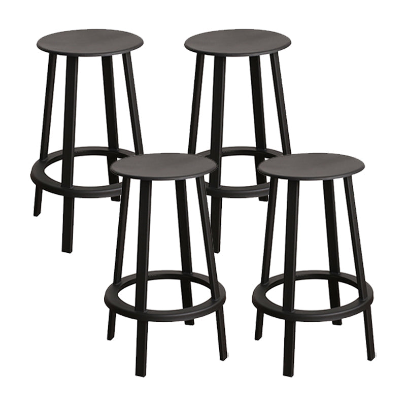 Contemporary Metal Legs Bar Stools Indoor Backless Bar Stool Black 4 Piece Set Counter Stool(26"H) Clearhalo 'Bar Furniture' 'Bar Stools' 'bar_stools' 'furn' 'furn_bar_stools' 'Furniture' 'Kitchen & Dining Furniture' 7385415
