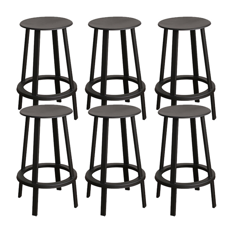 Contemporary Metal Legs Bar Stools Indoor Backless Bar Stool Black 6 Piece Set Counter Stool(26"H) Clearhalo 'Bar Furniture' 'Bar Stools' 'bar_stools' 'furn' 'furn_bar_stools' 'Furniture' 'Kitchen & Dining Furniture' 7385416