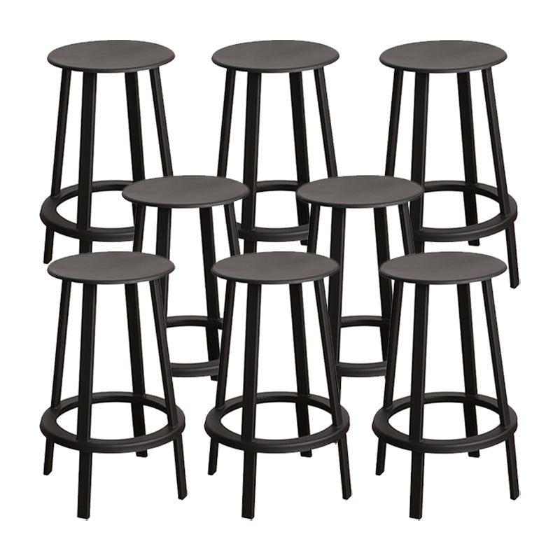 Contemporary Metal Legs Bar Stools Indoor Backless Bar Stool Black 8 Piece Set Counter Stool(26"H) Clearhalo 'Bar Furniture' 'Bar Stools' 'bar_stools' 'furn' 'furn_bar_stools' 'Furniture' 'Kitchen & Dining Furniture' 7385417