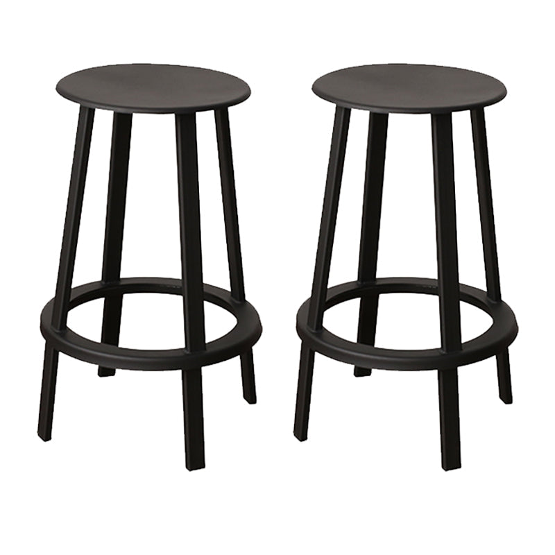 Contemporary Metal Legs Bar Stools Indoor Backless Bar Stool Black 2 Piece Set Bar Stool(30"H) Clearhalo 'Bar Furniture' 'Bar Stools' 'bar_stools' 'furn' 'furn_bar_stools' 'Furniture' 'Kitchen & Dining Furniture' 7385419