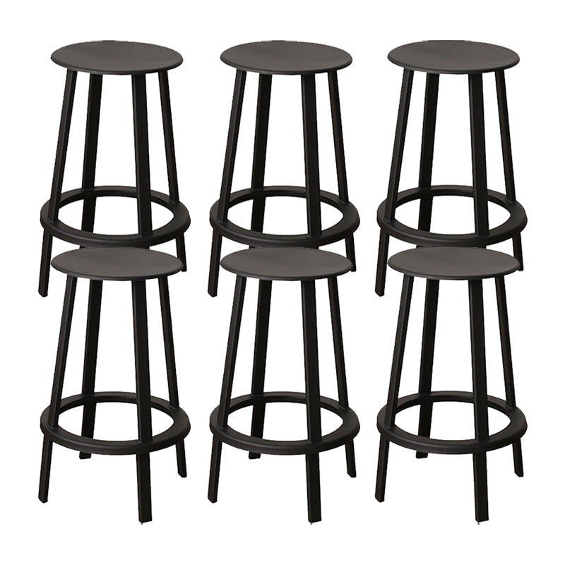 Contemporary Metal Legs Bar Stools Indoor Backless Bar Stool Black 6 Piece Set Bar Stool(30"H) Clearhalo 'Bar Furniture' 'Bar Stools' 'bar_stools' 'furn' 'furn_bar_stools' 'Furniture' 'Kitchen & Dining Furniture' 7385421
