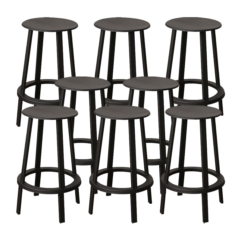 Contemporary Metal Legs Bar Stools Indoor Backless Bar Stool Black 8 Piece Set Bar Stool(30"H) Clearhalo 'Bar Furniture' 'Bar Stools' 'bar_stools' 'furn' 'furn_bar_stools' 'Furniture' 'Kitchen & Dining Furniture' 7385422