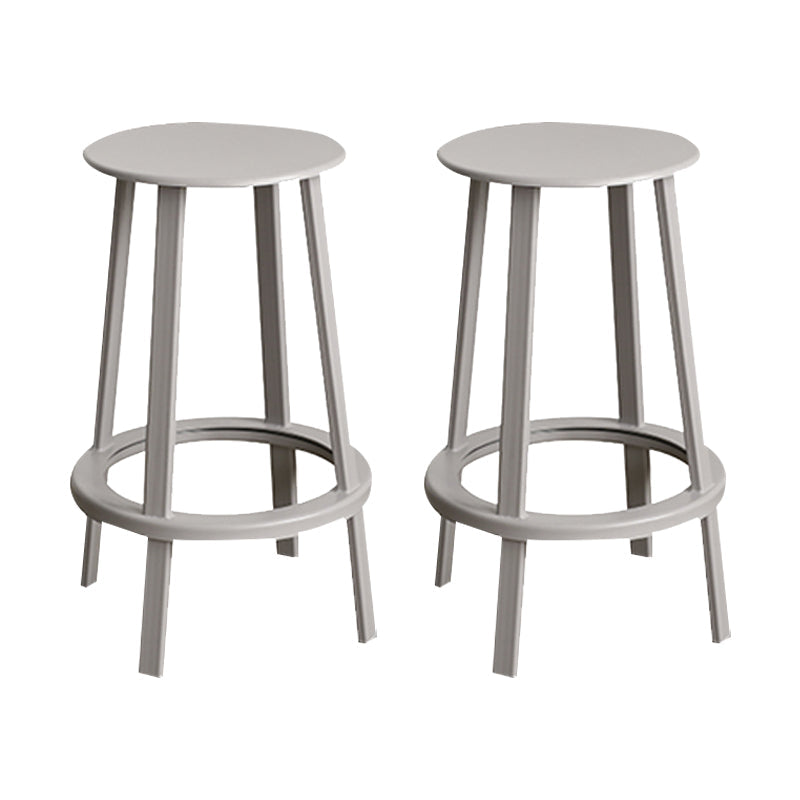 Contemporary Metal Legs Bar Stools Indoor Backless Bar Stool Grey 2 Piece Set Counter Stool(26"H) Clearhalo 'Bar Furniture' 'Bar Stools' 'bar_stools' 'furn' 'furn_bar_stools' 'Furniture' 'Kitchen & Dining Furniture' 7385424