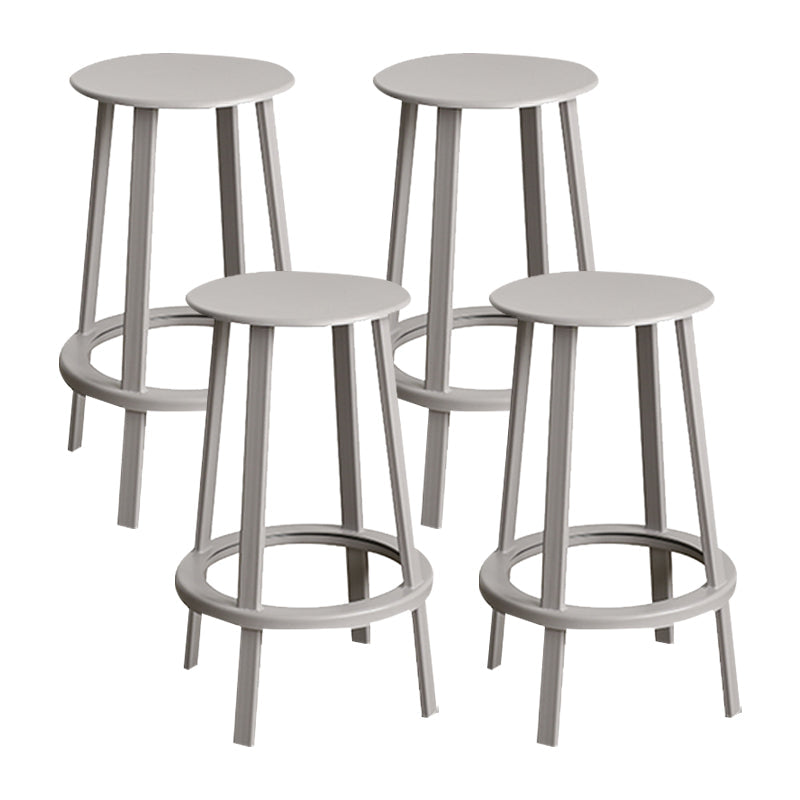 Contemporary Metal Legs Bar Stools Indoor Backless Bar Stool Grey 4 Piece Set Counter Stool(26"H) Clearhalo 'Bar Furniture' 'Bar Stools' 'bar_stools' 'furn' 'furn_bar_stools' 'Furniture' 'Kitchen & Dining Furniture' 7385425