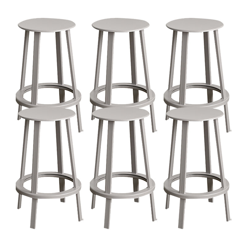 Contemporary Metal Legs Bar Stools Indoor Backless Bar Stool Grey 6 Piece Set Counter Stool(26"H) Clearhalo 'Bar Furniture' 'Bar Stools' 'bar_stools' 'furn' 'furn_bar_stools' 'Furniture' 'Kitchen & Dining Furniture' 7385426