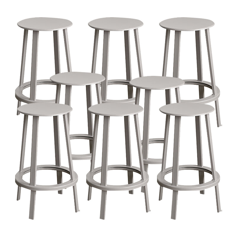 Contemporary Metal Legs Bar Stools Indoor Backless Bar Stool Grey 8 Piece Set Counter Stool(26"H) Clearhalo 'Bar Furniture' 'Bar Stools' 'bar_stools' 'furn' 'furn_bar_stools' 'Furniture' 'Kitchen & Dining Furniture' 7385427