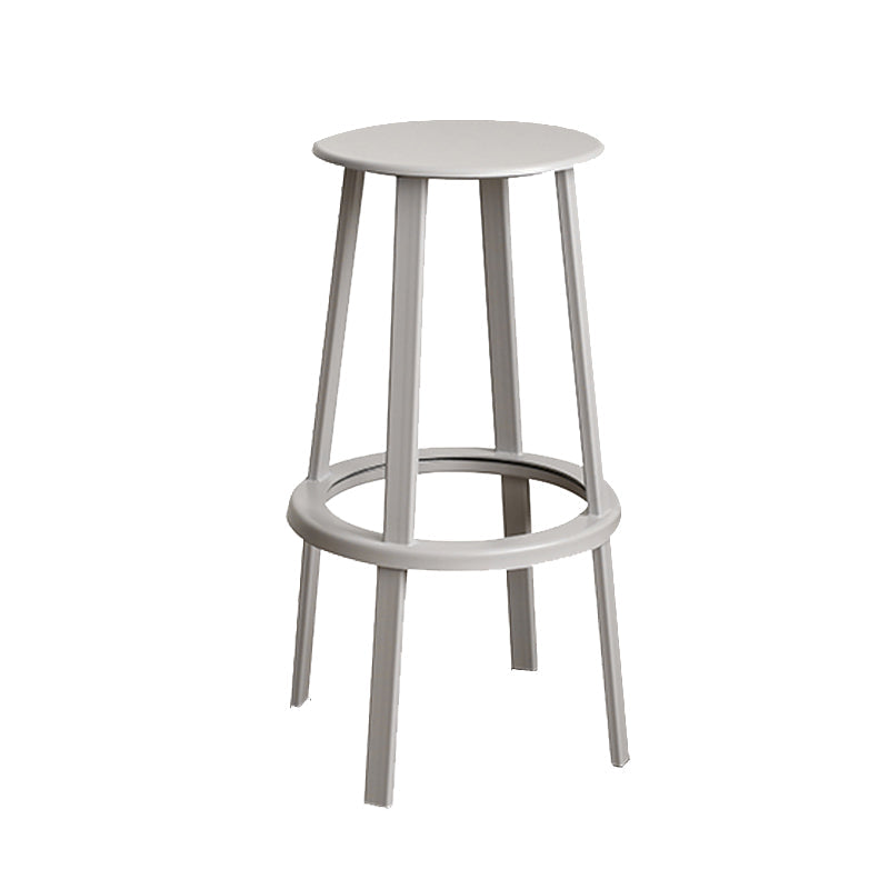 Contemporary Metal Legs Bar Stools Indoor Backless Bar Stool Grey 1 Piece Bar Stool(30"H) Clearhalo 'Bar Furniture' 'Bar Stools' 'bar_stools' 'furn' 'furn_bar_stools' 'Furniture' 'Kitchen & Dining Furniture' 7385428