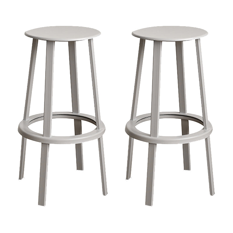 Contemporary Metal Legs Bar Stools Indoor Backless Bar Stool Grey 2 Piece Set Bar Stool(30"H) Clearhalo 'Bar Furniture' 'Bar Stools' 'bar_stools' 'furn' 'furn_bar_stools' 'Furniture' 'Kitchen & Dining Furniture' 7385429