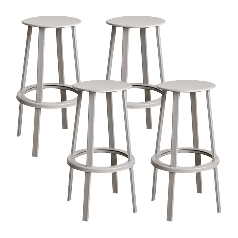 Contemporary Metal Legs Bar Stools Indoor Backless Bar Stool Grey 4 Piece Set Bar Stool(30"H) Clearhalo 'Bar Furniture' 'Bar Stools' 'bar_stools' 'furn' 'furn_bar_stools' 'Furniture' 'Kitchen & Dining Furniture' 7385430