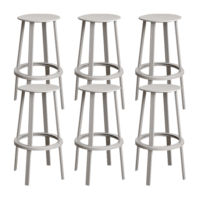 Contemporary Metal Legs Bar Stools Indoor Backless Bar Stool Grey 6 Piece Set Bar Stool(30"H) Clearhalo 'Bar Furniture' 'Bar Stools' 'bar_stools' 'furn' 'furn_bar_stools' 'Furniture' 'Kitchen & Dining Furniture' 7385431