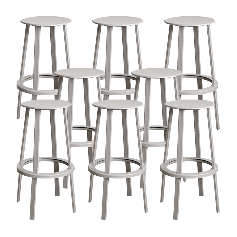 Contemporary Metal Legs Bar Stools Indoor Backless Bar Stool Grey 8 Piece Set Bar Stool(30"H) Clearhalo 'Bar Furniture' 'Bar Stools' 'bar_stools' 'furn' 'furn_bar_stools' 'Furniture' 'Kitchen & Dining Furniture' 7385432