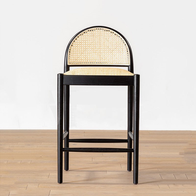 Sgabello da bar per vocuole in legno massiccio contemporaneo con poggiapiedi