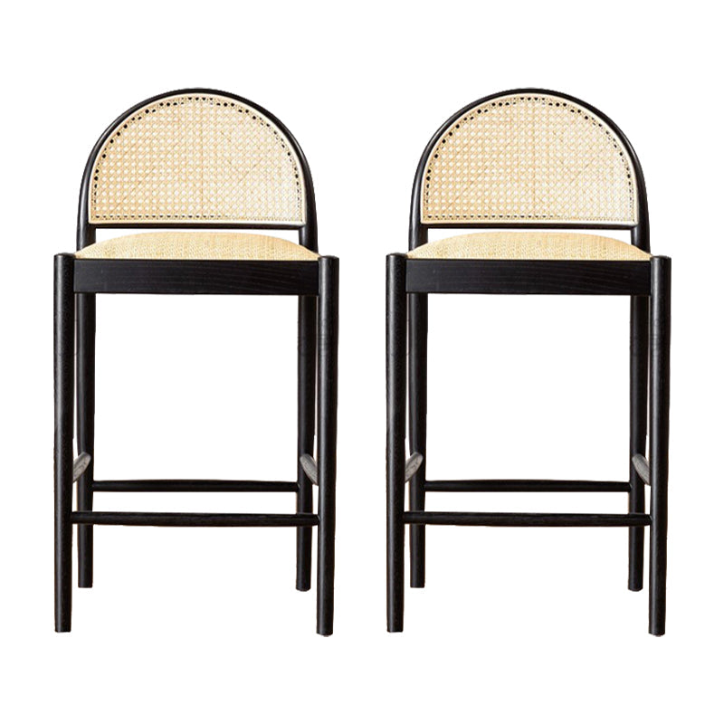 Sgabello da bar per vocuole in legno massiccio contemporaneo con poggiapiedi