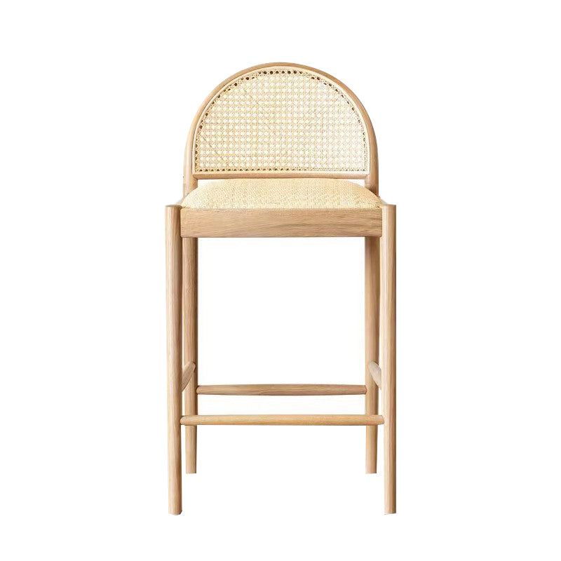 Sgabello da bar per vocuole in legno massiccio contemporaneo con poggiapiedi