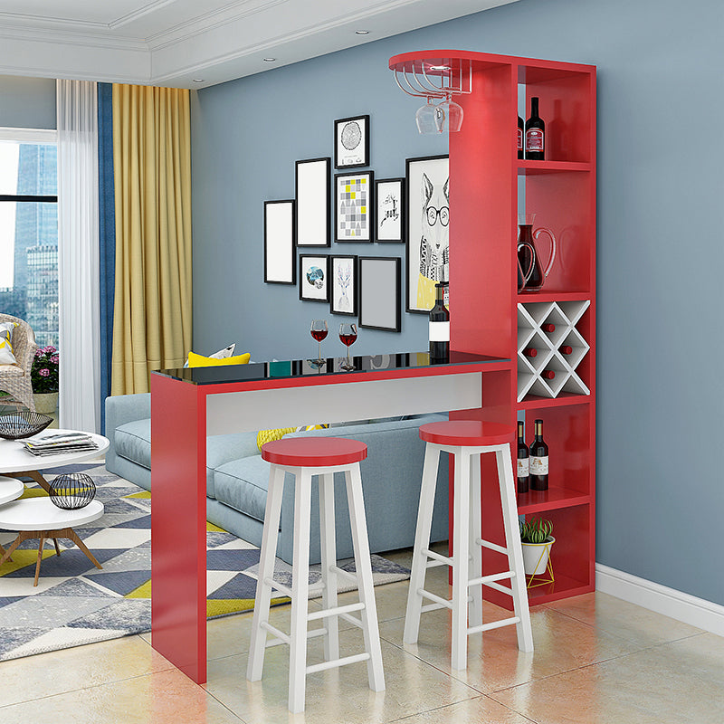 Manufactured Wood Bar Table with Storage Matte Finish Bistro Table for Small Places Red Without Chairs Clearhalo 'Bar Furniture' 'Bar Tables' 'bar_tables' 'furn' 'furn_bar_tables' 'Furniture' 'Kitchen & Dining Furniture' 7385525