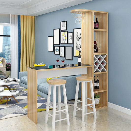 Manufactured Wood Bar Table with Storage Matte Finish Bistro Table for Small Places Clearhalo 'Bar Furniture' 'Bar Tables' 'bar_tables' 'furn' 'furn_bar_tables' 'Furniture' 'Kitchen & Dining Furniture' 7385530